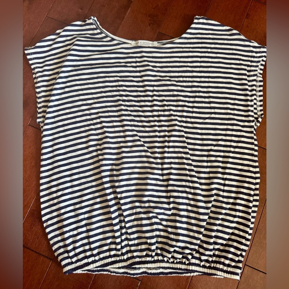 NWOT Green Envelope Striped Blouse